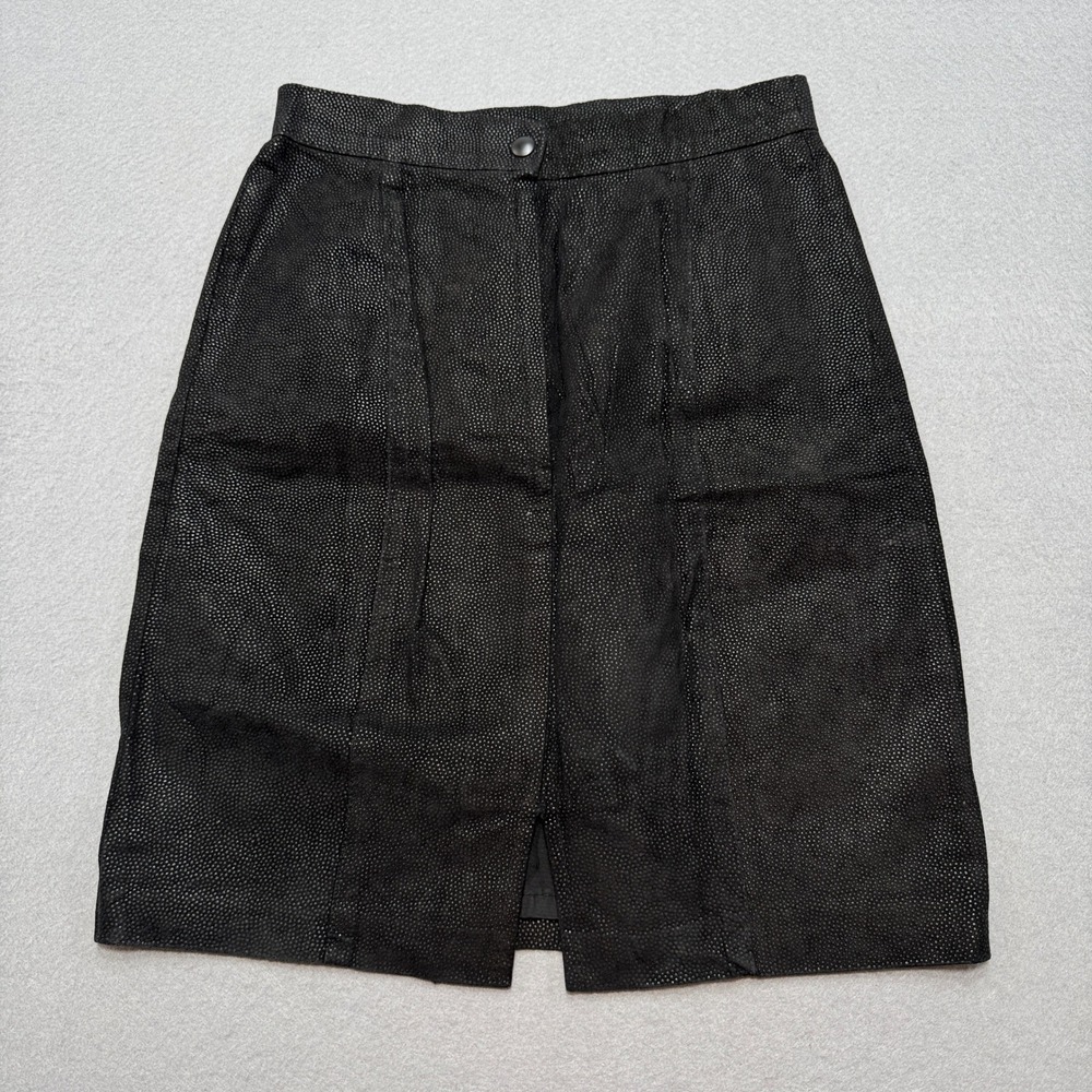 Vintage Danier‎ Sport Leather Skirt Women's 6 Black Pebble Finish Classic Canada